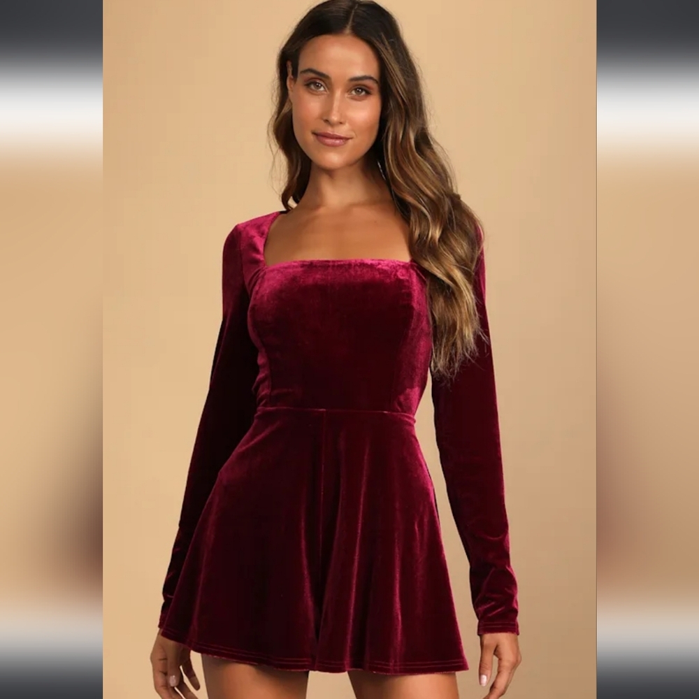 Lulu's Rich Burgundy Velvet Dress - Picture 4 of 5
